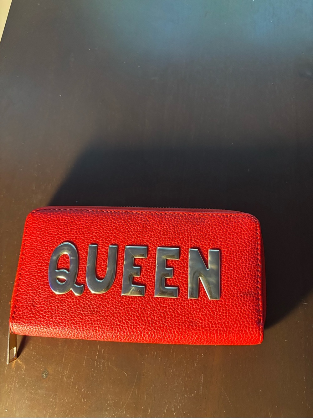 Red QUEEN Wallet | Faux Leather Zip- Around Wallet | Multiple Compartments